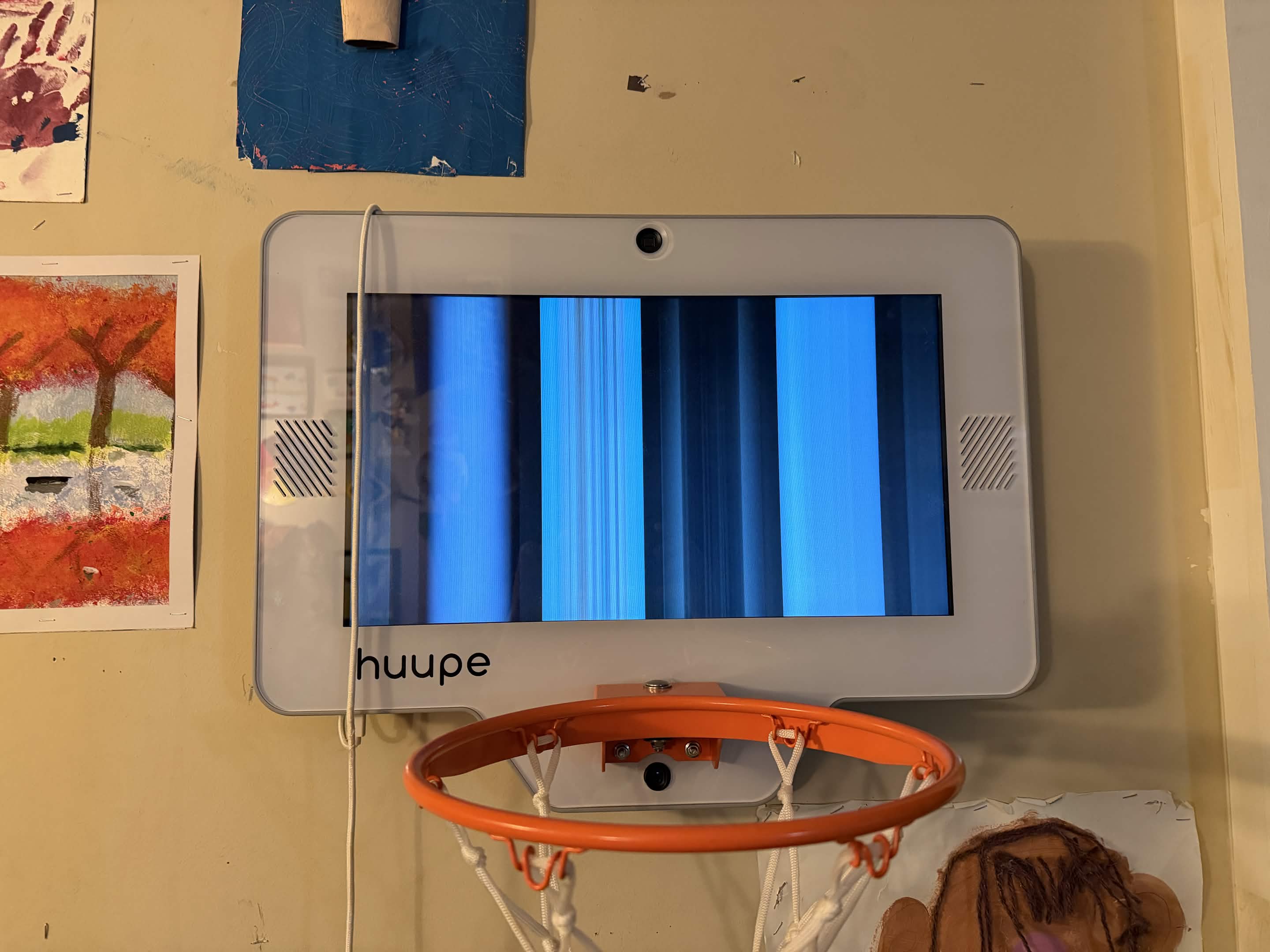 Debris visible behind screen