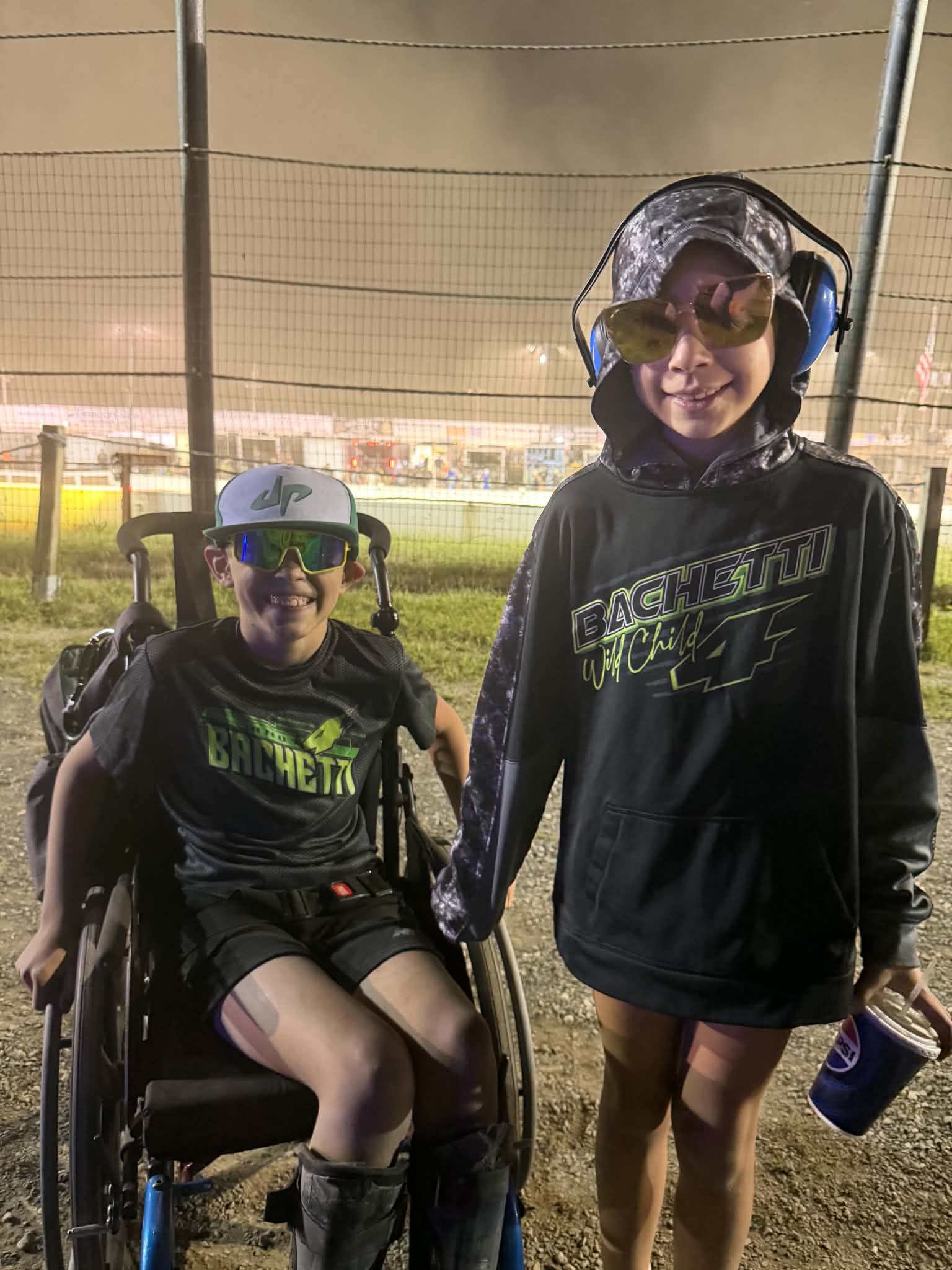 Family at Lebanon Valley Speedway watching the races from the grandstands