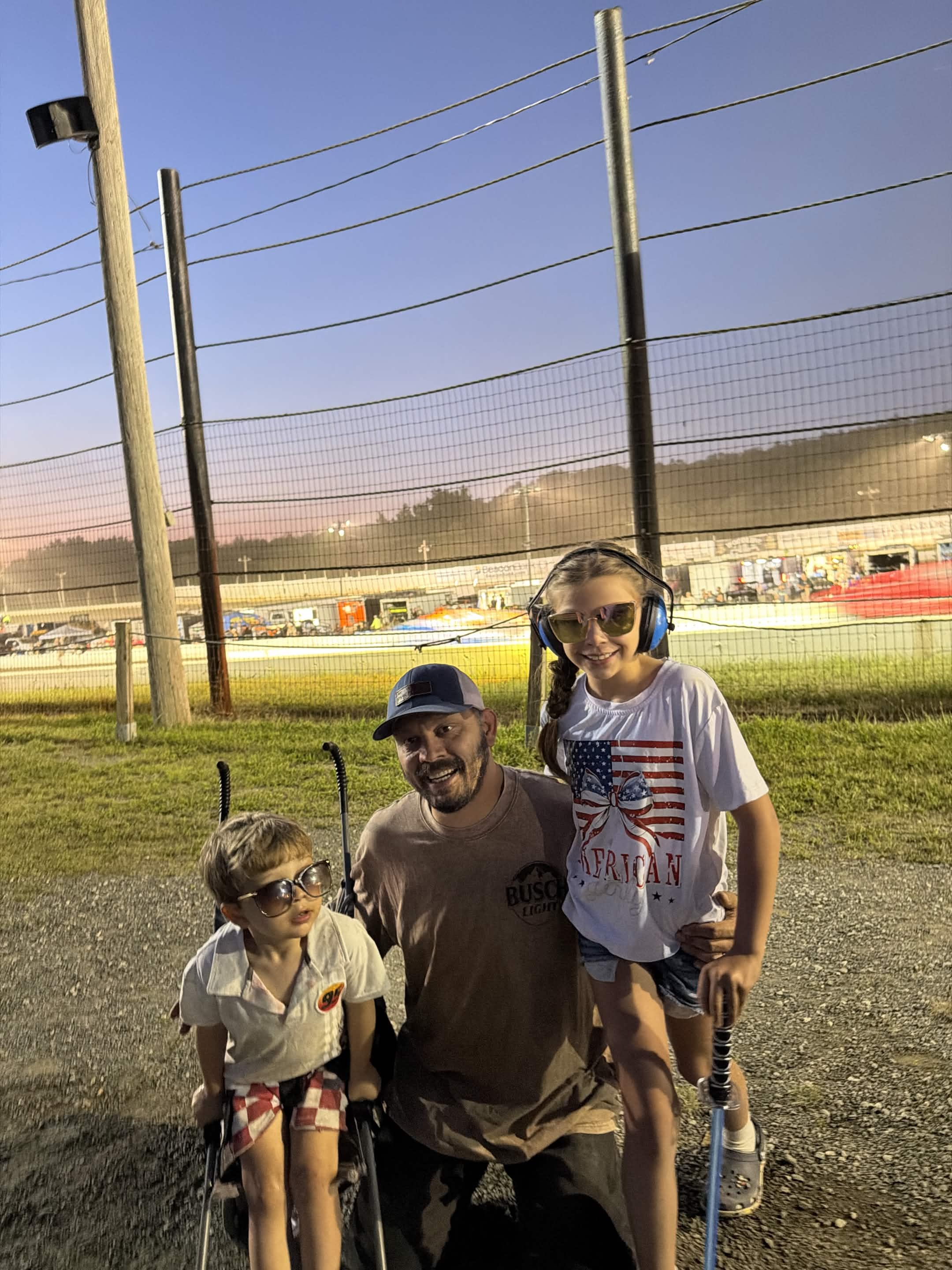 Night sky over Lebanon Valley Speedway grandstand and dirt track