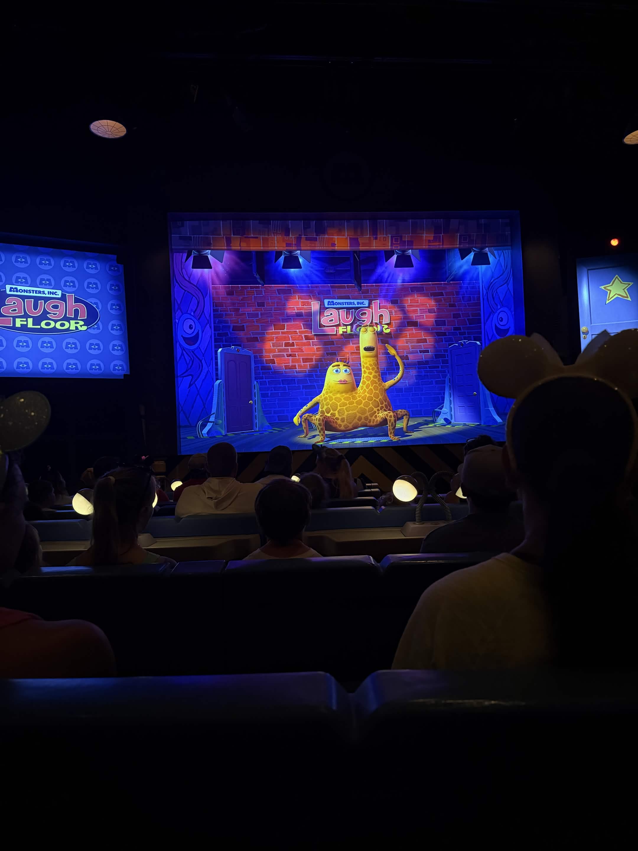 Laugh Floor performance screen with a monster character on stage